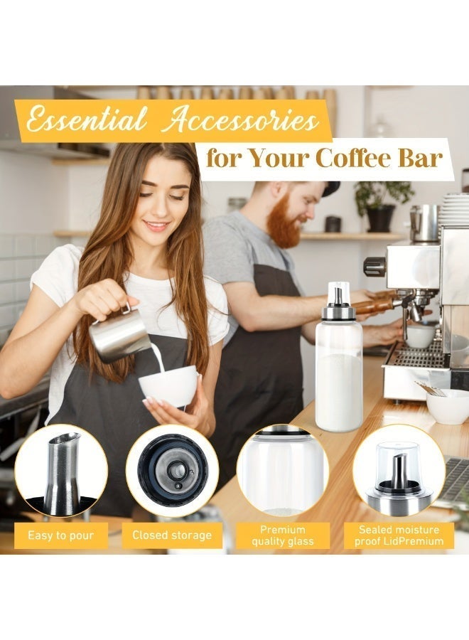 YUFAN 2 PCS 6oz Glass Sugar Dispenser with Pour Spout & Lid, Commercial Grade Sealed Sugar Shaker Jar for Coffee Bar, Tea, Baking, Airtight Sugar Container for Sugar, Honey, Syrup, Home Kitchen Accessory - Image 4