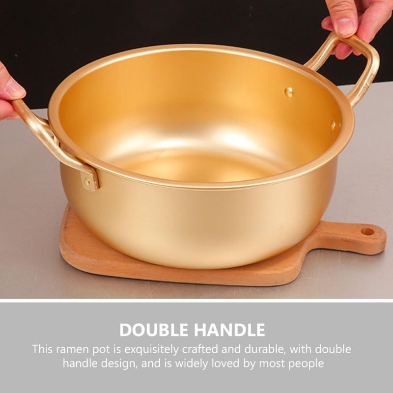 Korean Noodle Pot 18cm Yellow Aluminum Stockpot with Lid Double Handles Hot Pot Cooking for Instant Ramen and Hot Pot - Image 4