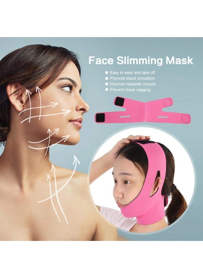 klarako Facial Slimming Belt, V Line Bandage Belt Mask Face-Lift Double Chin Lifting Band, Face Bandage Shaper Mask, Ladies Face Lift Up Mask(rose) - Image 2