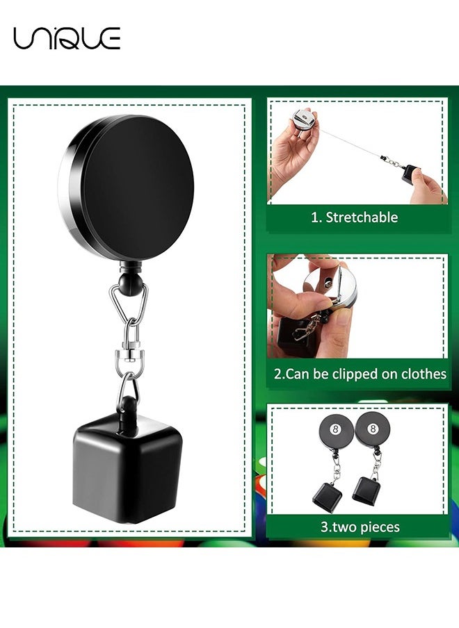 Unique - Billiard Pool Cue Chalk Holder, 2 Pieces Retractable Snooker Practical Tool with Belt Clip for Billiards Chalk Tip Holder（Black） - Image 1