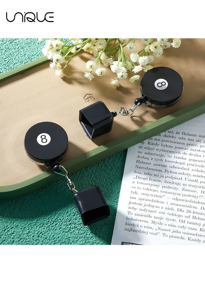 Unique - Billiard Pool Cue Chalk Holder, 2 Pieces Retractable Snooker Practical Tool with Belt Clip for Billiards Chalk Tip Holder（Black） - Image 1