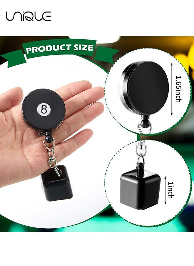 Unique - Billiard Pool Cue Chalk Holder, 2 Pieces Retractable Snooker Practical Tool with Belt Clip for Billiards Chalk Tip Holder（Black） - Image 1