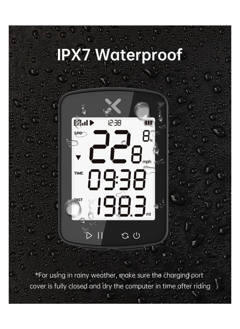 جهاز كمبيوتر دراجة GPS مع بلوتوث لاسلكي (دعم تطبيق XOSS) ، جهاز كمبيوتر للدراجات IPX7 مقاوم للماء قابل لإعادة الشحن مقياس سرعة الدراجة وعداد المسافات ببطارية تدوم 28 ساعة يناسب جميع الدراجات - Image 4
