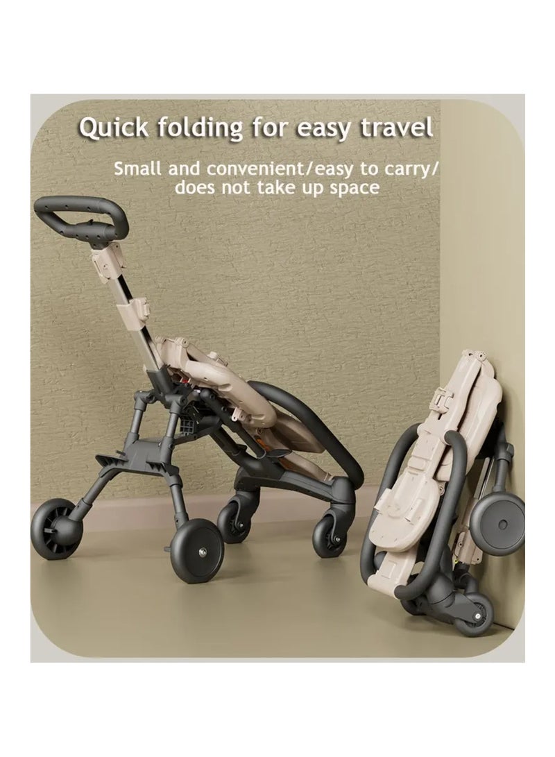 Foldable Four-wheeled Child Stroller, Lightly and easly Foldable Child Stroller, Suitable For 1-5 Years Old High Landscape Auxiliary Baby Artifact (BLACK) - Image 3