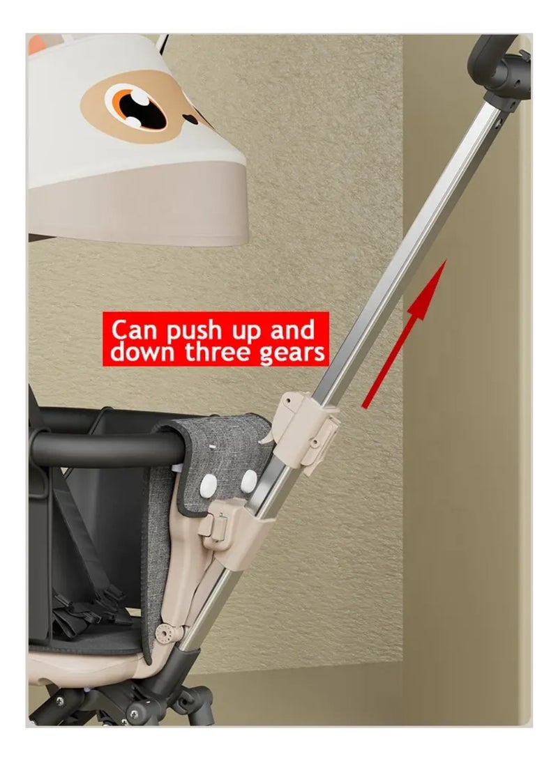 Foldable Four-wheeled Child Stroller, Lightly and easly Foldable Child Stroller, Suitable For 1-5 Years Old High Landscape Auxiliary Baby Artifact (BLACK) - Image 4