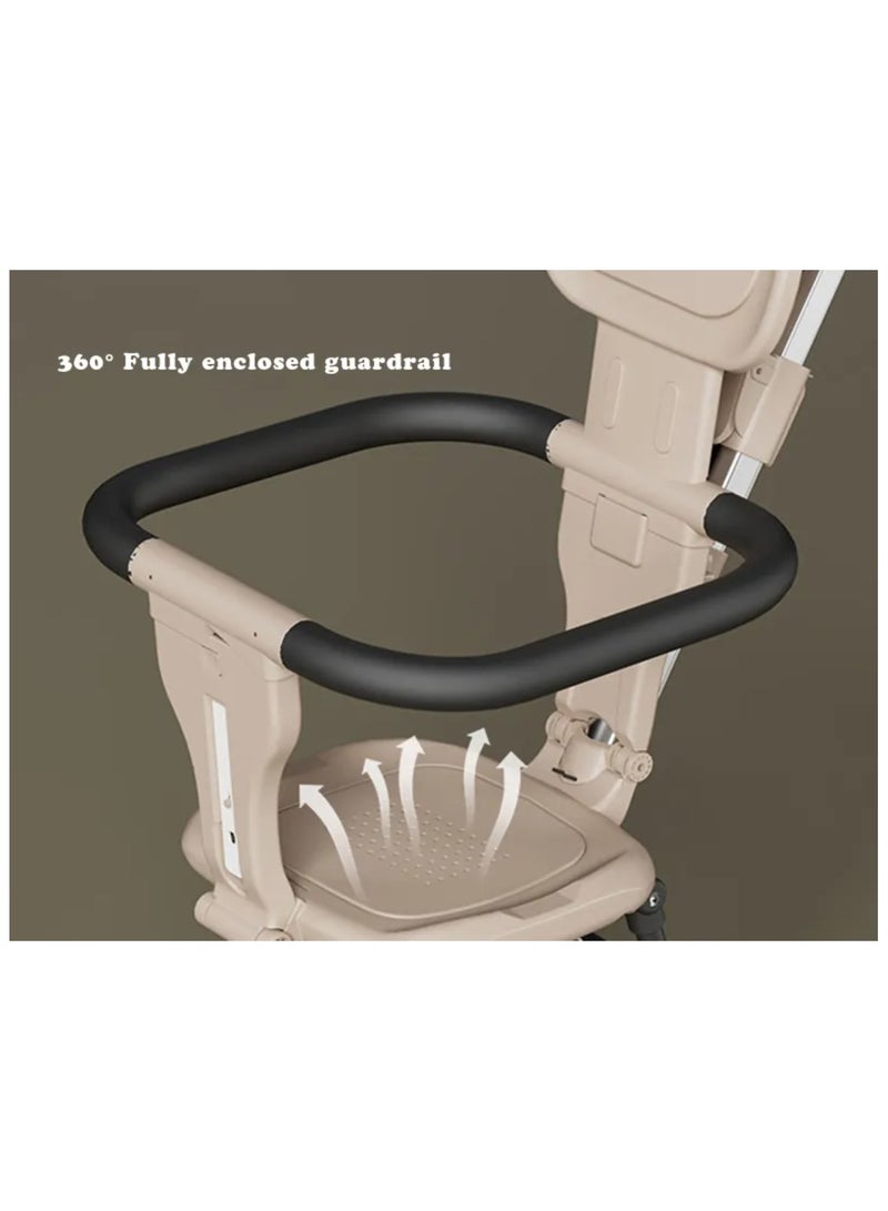 Foldable Four-wheeled Child Stroller, Lightly and easly Foldable Child Stroller, Suitable For 1-5 Years Old High Landscape Auxiliary Baby Artifact (BLACK) - Image 5