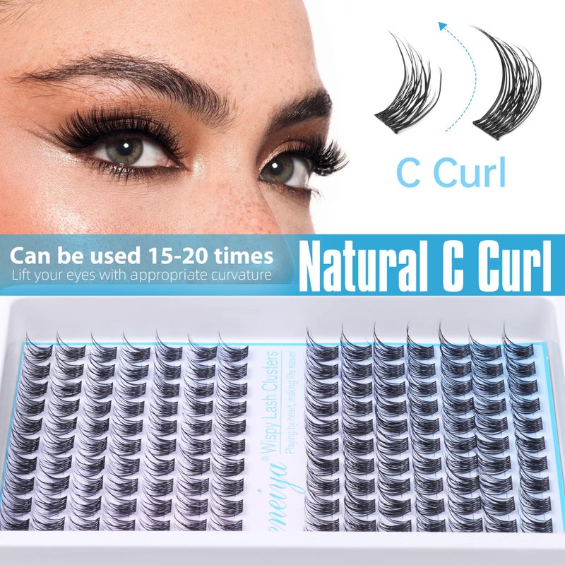 Geeneiya Short Lash Clusters Wispy C Curl Eyelash Clusters 10-12MM Individual Eyelashes Natural Cluster Eyelash Extensions Natural Looking Cluster Lashes by Geeneiyaï¼ˆ154PCS, C Curl, 10-12mm) - Image 2