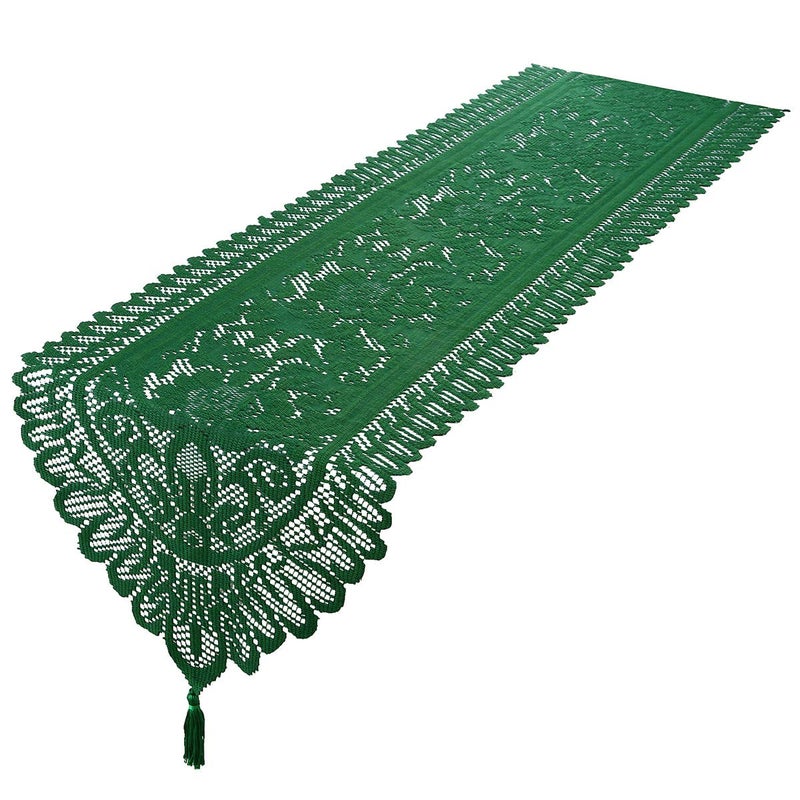 mookaitedecor Lace Table Runner for Wedding Party Coffee Table Decor Green  13 x 54 Inch - Image 1