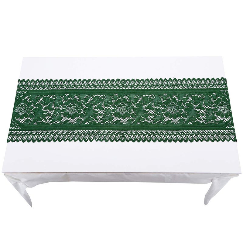 mookaitedecor Lace Table Runner for Wedding Party Coffee Table Decor Green  13 x 54 Inch - Image 2