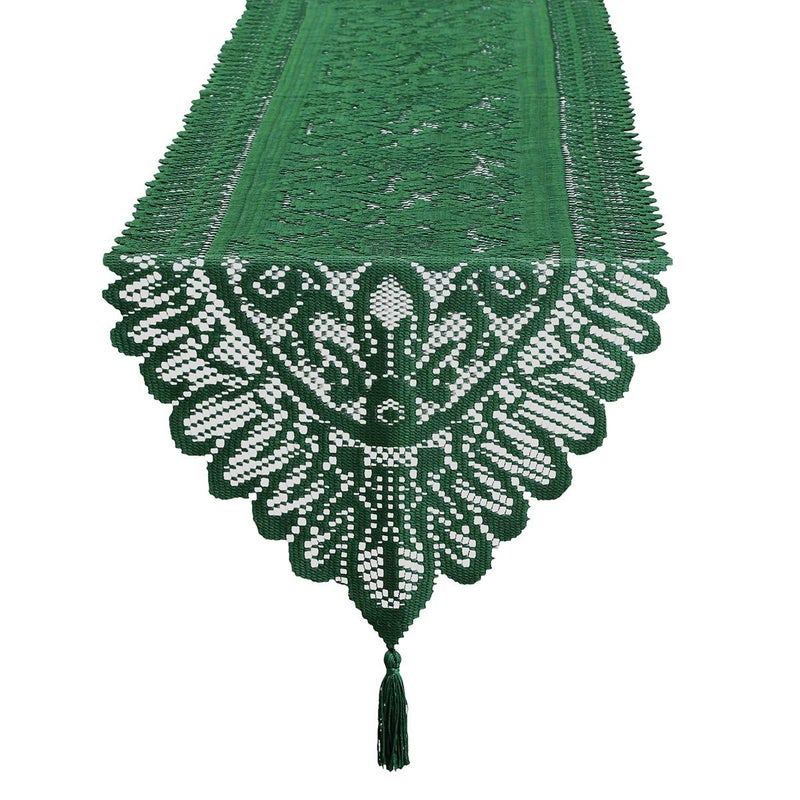 mookaitedecor Lace Table Runner for Wedding Party Coffee Table Decor Green  13 x 54 Inch - Image 3