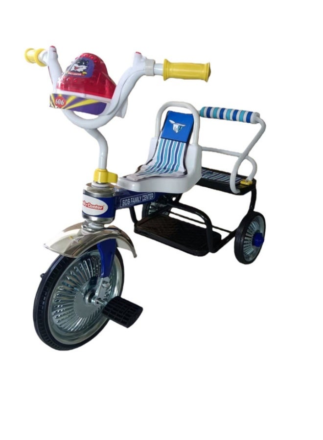 Double-Seat Steel Tricycle Blue