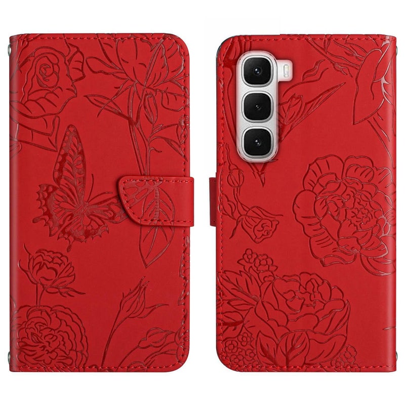 erorex For Infinix Hot 60 Pro+ 4G  Feel  Embossed Flip Leather Phone Case(Red) - Image 1