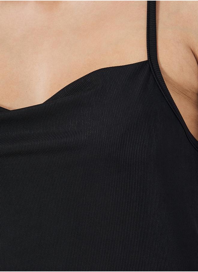Styli Eyelash Lace Detail Side Split Slip Dress  - Image 3