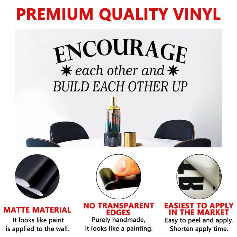 AnFigure Office Wall Decals  Inspirational Wall Decals  (Easy to Install)  Wall Decor Vinyl Stickers Teamwork Motivational Quotes Women Classroom School Sign Art Home  Each Other & Build Each Other Up 41""x16"" - Image 2