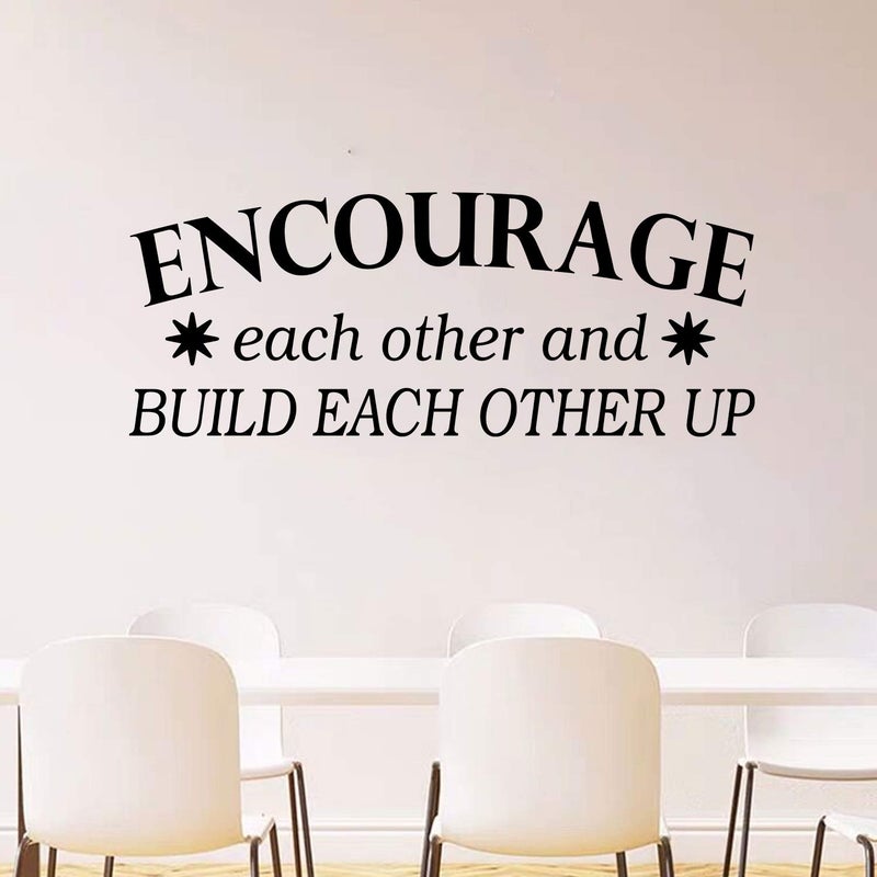 AnFigure Office Wall Decals  Inspirational Wall Decals  (Easy to Install)  Wall Decor Vinyl Stickers Teamwork Motivational Quotes Women Classroom School Sign Art Home  Each Other & Build Each Other Up 41""x16"" - Image 1