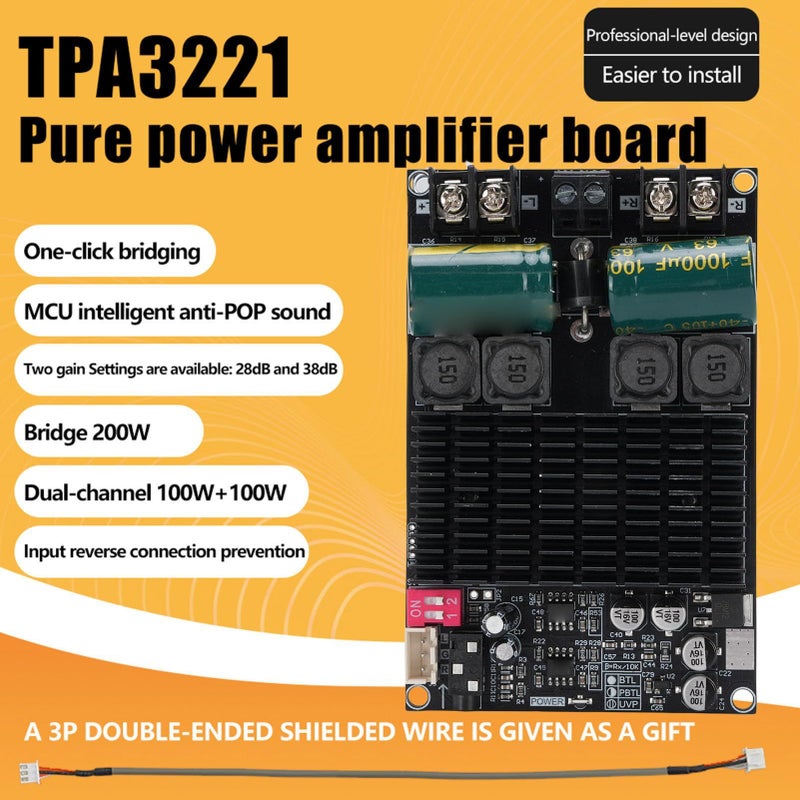 TPA3221 Pure Post Amplifier Board 2x100W 200W Module Multi Fin Heat Sink OFC Wire - Image 3