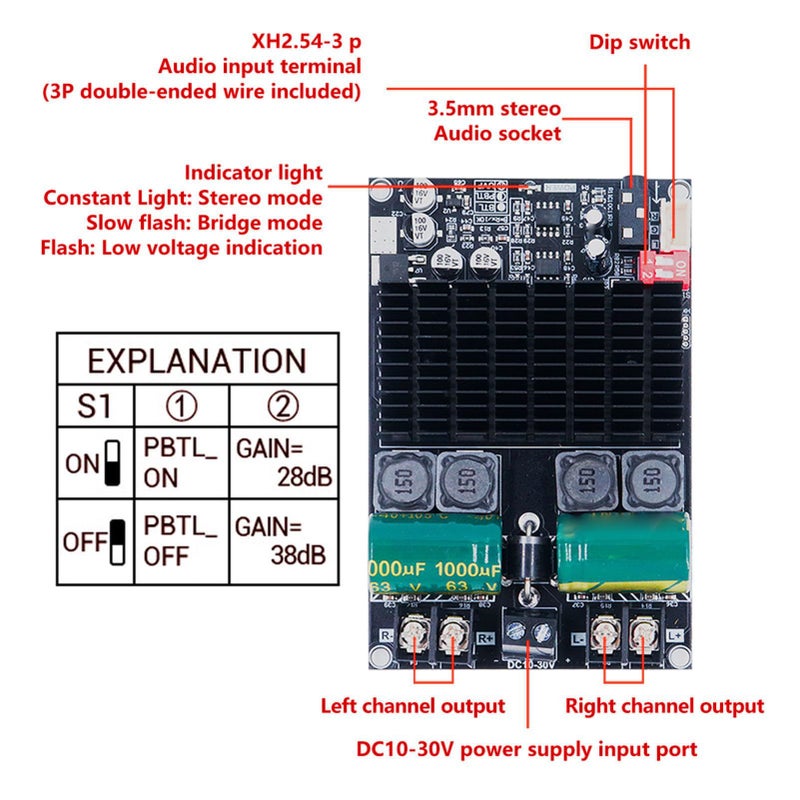 TPA3221 Pure Post Amplifier Board 2x100W 200W Module Multi Fin Heat Sink OFC Wire - Image 4