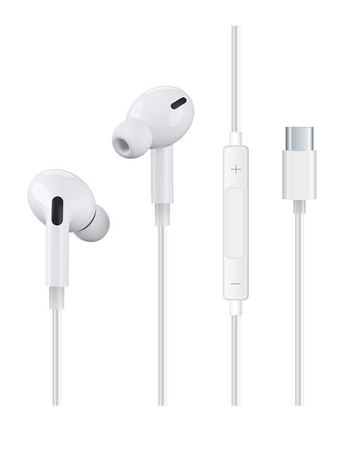 USB C Headphones, Type C Wired Earbuds, in-Ear Earpods with Microphone Noise Canceling Stereo, Earphones Compatible with iPhone 16/Samsung S24/Android/ iPad Pro and Most USB C Devices (White) ﻿