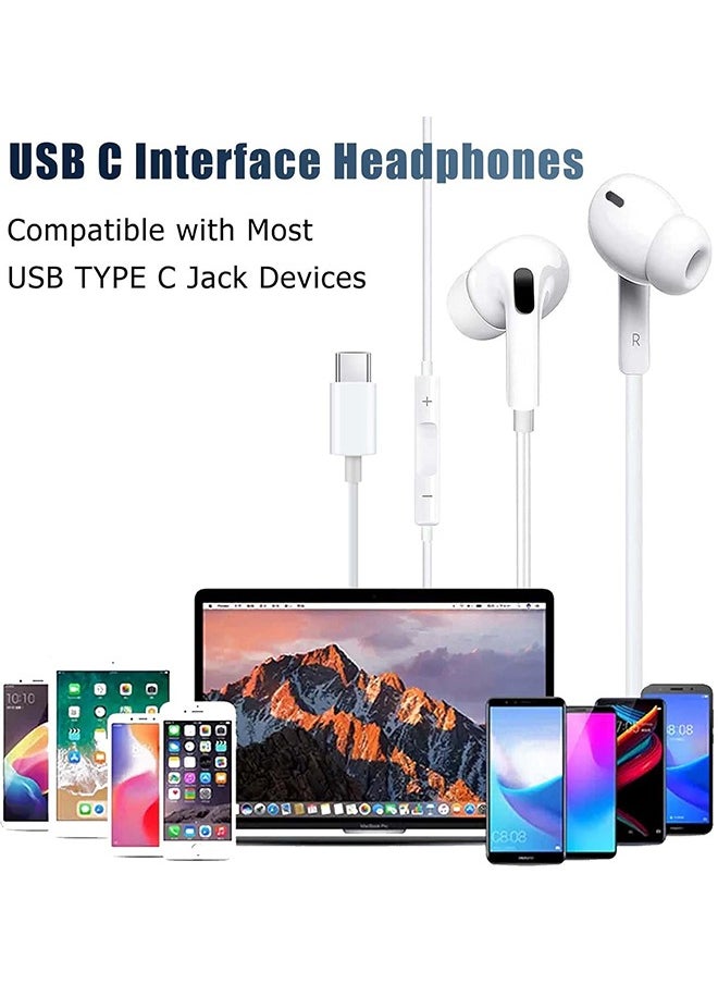 Generic - USB C Headphones, Type C Wired Earbuds, in-Ear Earpods with Microphone Noise Canceling Stereo, Earphones Compatible with iPhone 16/Samsung S24/Android/ iPad Pro and Most USB C Devices (White) ﻿ - Image 1