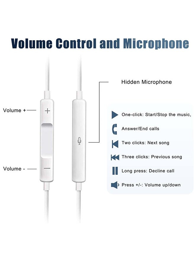 Generic - USB C Headphones, Type C Wired Earbuds, in-Ear Earpods with Microphone Noise Canceling Stereo, Earphones Compatible with iPhone 16/Samsung S24/Android/ iPad Pro and Most USB C Devices (White) ﻿ - Image 1