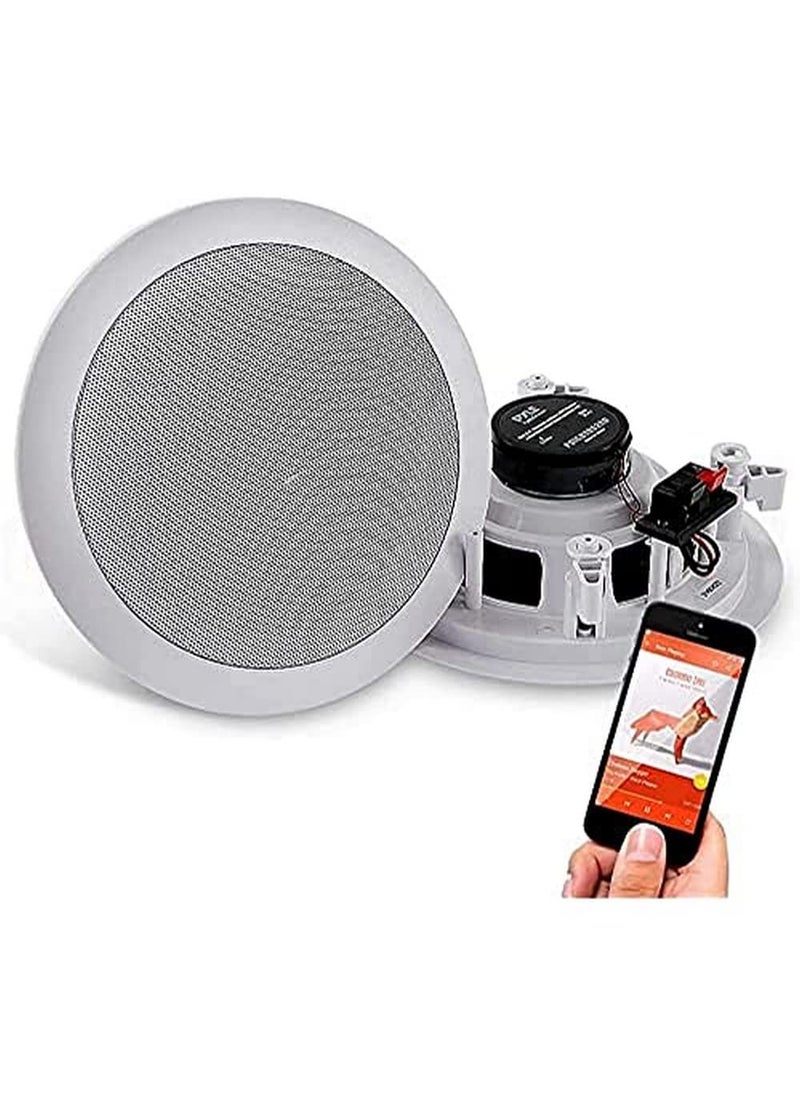 Pyle Pyle 6.5” Pair Bluetooth Flush Mount In-wall In-ceiling 2-Way Speaker System Quick Connections Changeable Round/Square Grill Polypropylene Cone & Polymer Tweeter Stereo Sound 150 Watt (PDICBT652RD)  - Image 4