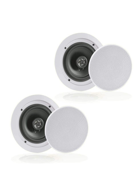 Pyle 6.5” Pair Bluetooth Flush Mount In-wall In-ceiling 2-Way Speaker System Quick Connections Changeable Round/Square Grill Polypropylene Cone & Polymer Tweeter Stereo Sound 150 Watt (PDICBT652RD)