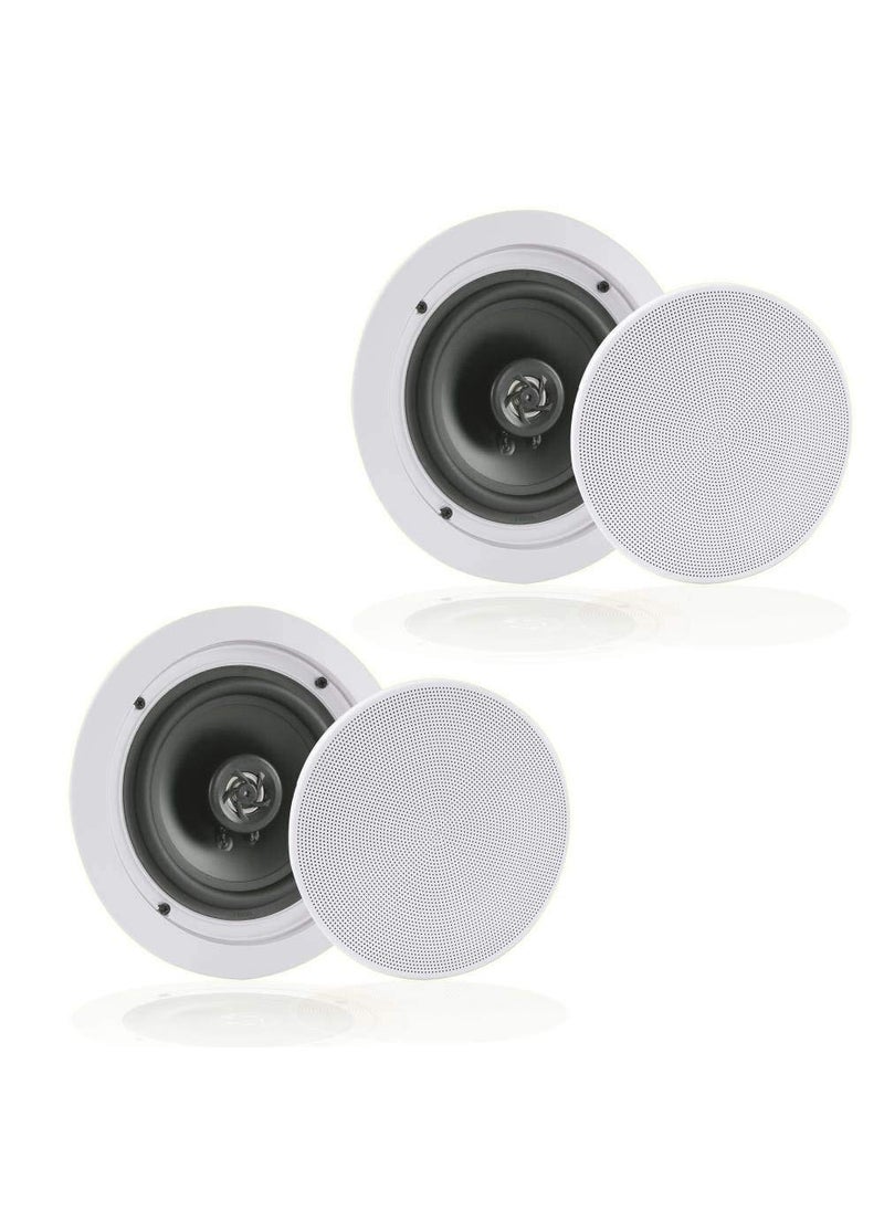 Pyle Pyle 6.5” Pair Bluetooth Flush Mount In-wall In-ceiling 2-Way Speaker System Quick Connections Changeable Round/Square Grill Polypropylene Cone & Polymer Tweeter Stereo Sound 150 Watt (PDICBT652RD)  - Image 1