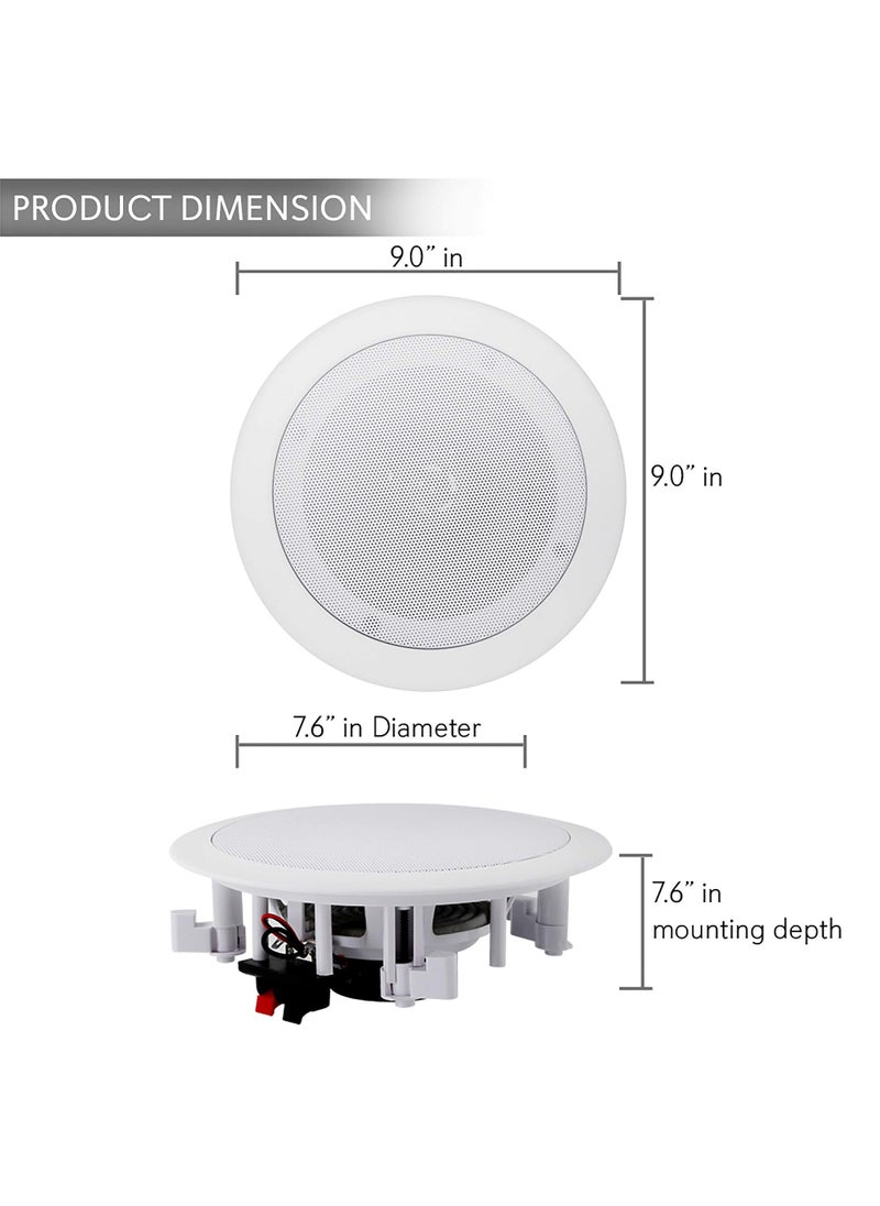 Pyle Pyle 6.5” Pair Bluetooth Flush Mount In-wall In-ceiling 2-Way Speaker System Quick Connections Changeable Round/Square Grill Polypropylene Cone & Polymer Tweeter Stereo Sound 150 Watt (PDICBT652RD)  - Image 3