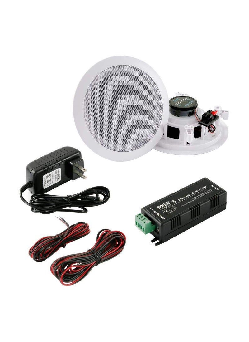 Pyle Pyle 6.5” Pair Bluetooth Flush Mount In-wall In-ceiling 2-Way Speaker System Quick Connections Changeable Round/Square Grill Polypropylene Cone & Polymer Tweeter Stereo Sound 150 Watt (PDICBT652RD)  - Image 2