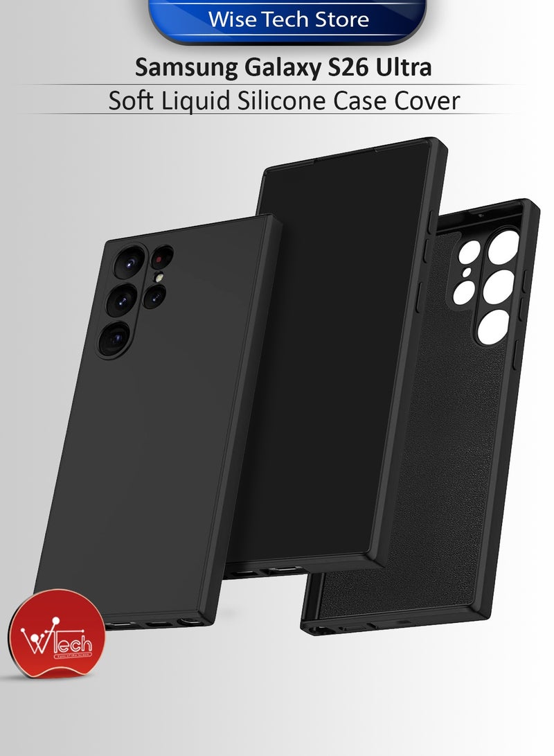 دبليو تيك غطاء حماية من السيليكون السائل الناعم لهاتف سامسونج جالاكسي S26 ألترا 5G 2025 (MCRPSN) - أسود - Image 1