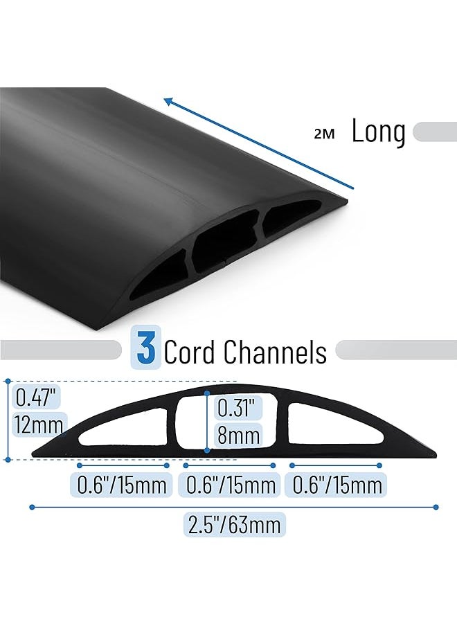 erorex Floor Cord Cover 2M Cable Cover Cord Cover Floor Cord Protector Floor Cable Cover Cord Hider Floor Extension Cord Cover Cable Cover Floor Cable Floor Cover Cable Covers For Cords  - Image 2