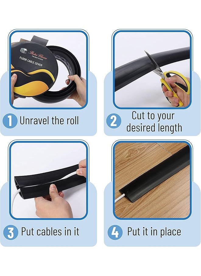 erorex Floor Cord Cover 2M Cable Cover Cord Cover Floor Cord Protector Floor Cable Cover Cord Hider Floor Extension Cord Cover Cable Cover Floor Cable Floor Cover Cable Covers For Cords  - Image 4