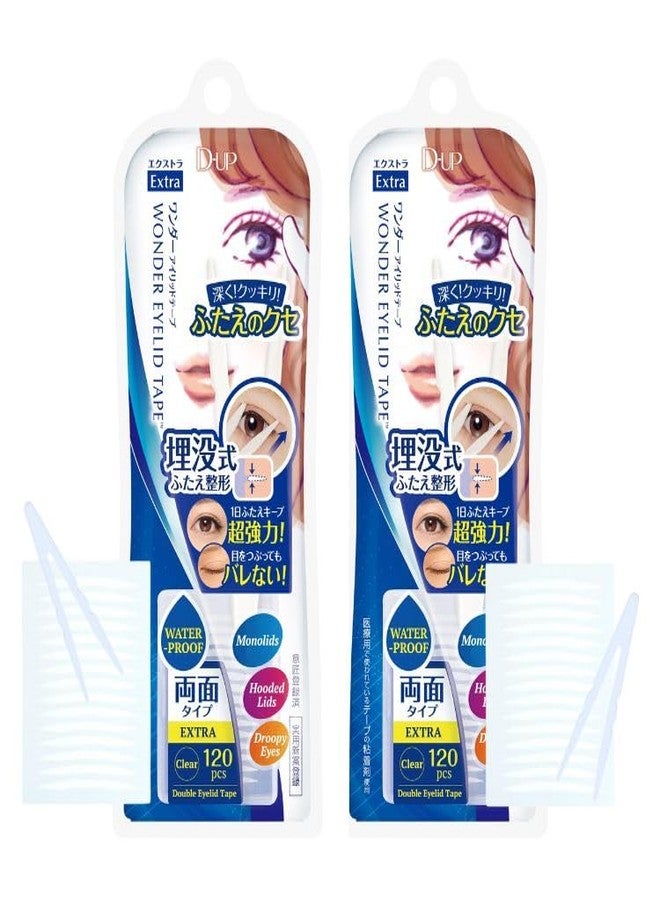 D-UP Double Eyelid Tape Lift Strips for Droopy Eyes, Waterproof Eyelid Stickers, Double Sided Adhesive, Invisible Double Eyelid Tape for Hooded Eyes, Instant Eye Lid for Eye Makeup, 120 Pc, 2EA - Image 1