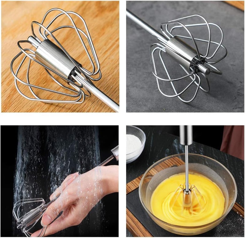 Potency 12 Inch Hand Push Egg Whisk - Stainless Steel Semi-Automatic Whisk - Easy to Use & Clean - Premium Egg Beaters for Cooking - Mini Manual Spinning Whisk - Stir Eggs with Ease (1 Pack) - Image 5