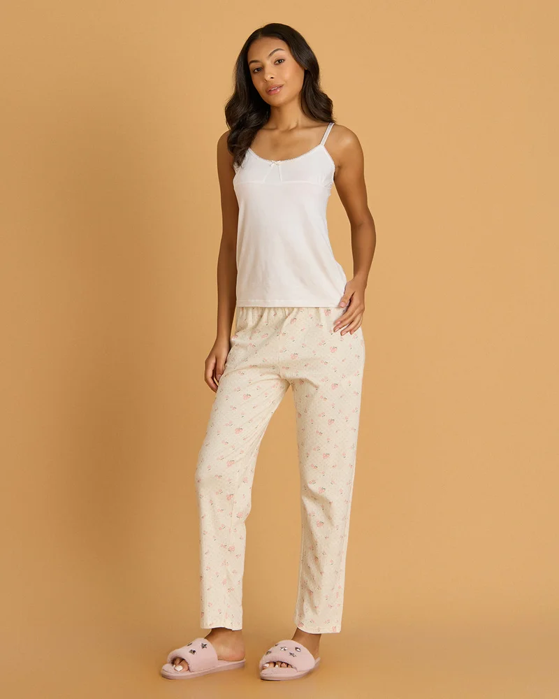 Redtag Women Cream Printed Pyjama Bottoms