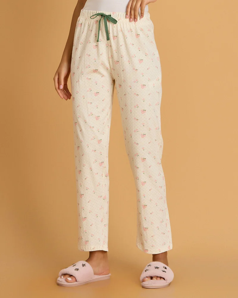 Redtag Women Cream Printed Pyjama Bottoms