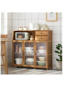 HXDream Coffee Cabinet,Coffee Corner,Kitchen Cabinet with three doors and 2 drawer,101 * 32 * 86cm Coffee Food Storage Cabinet  - Image 1