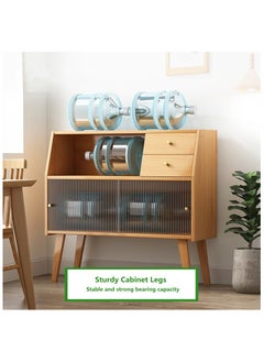 HXDream Coffee Cabinet,Coffee Corner,Kitchen Cabinet with three doors and 2 drawer,101 * 32 * 86cm Coffee Food Storage Cabinet  - Image 5