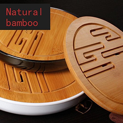 Hoobar Bamboo Kungfu Tea Tray Table Serving Tray Chinese Style Water Storage Gongfu tea tray (White 1) - Image 4