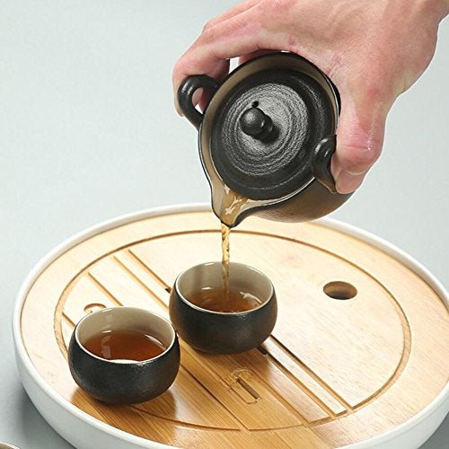 Hoobar Bamboo Kungfu Tea Tray Table Serving Tray Chinese Style Water Storage Gongfu tea tray (White 1) - Image 5
