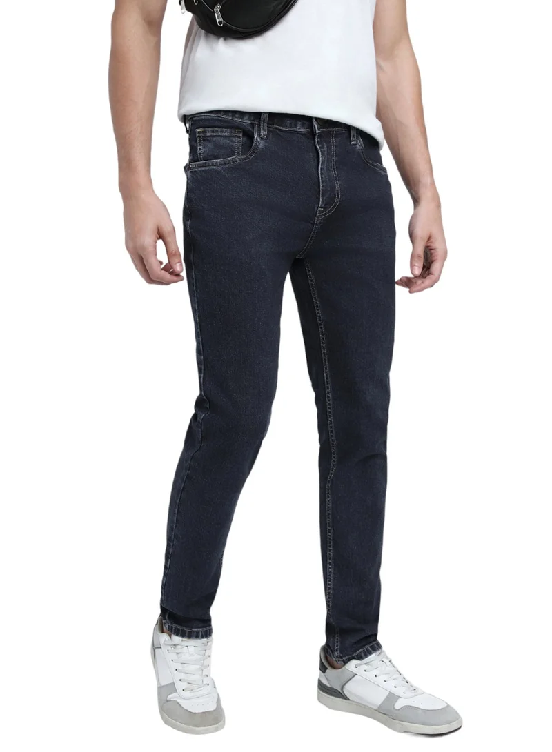 Dennis Lingo Slim Fit Indigo Men's Cotton Poly Stretch Jeans with Button & Zip Closure