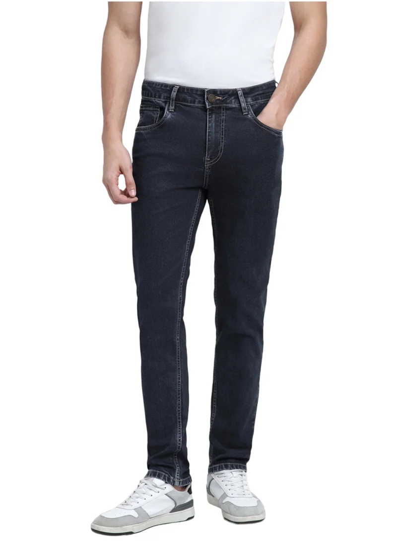 دينيس لينغو Slim Fit Indigo Men's Cotton Poly Stretch Jeans with Button & Zip Closure