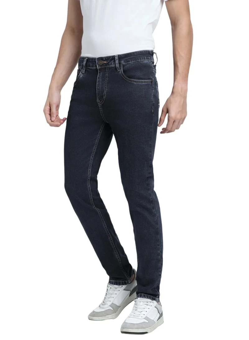 Dennis Lingo Slim Fit Indigo Men's Cotton Poly Stretch Jeans with Button & Zip Closure