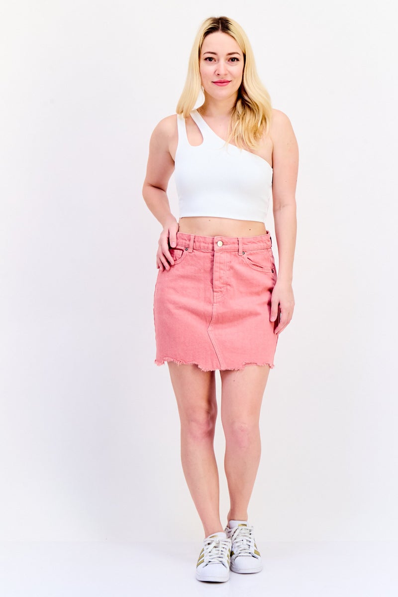 ONLY Women Solid Mini Denim Skirt, Dusty Rose - Image 4