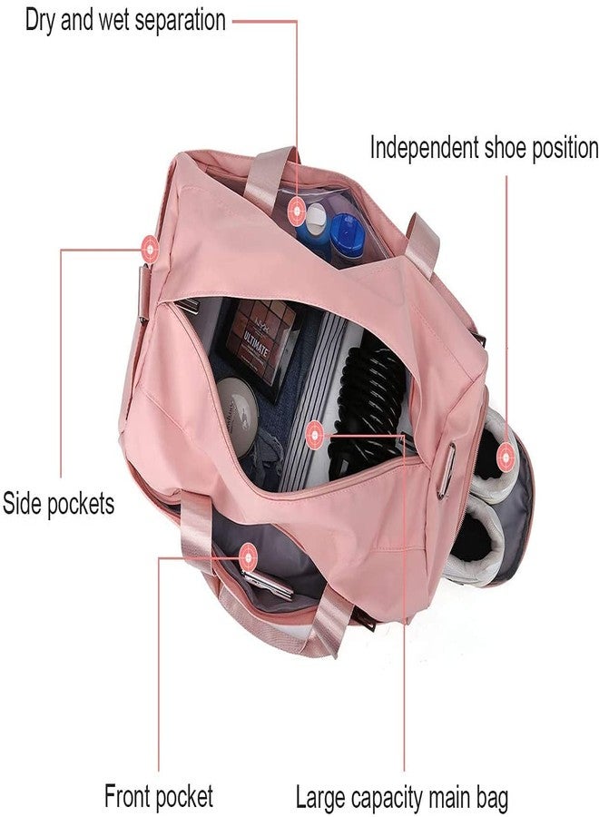 Firstdemand 2 L Crossbody Gym Duffel Bag Unisex Sport Bags Women Luxury Handbags Pink Letter Large Capacity Travel Duffle Striped Beach Bag on Shoulder for Outdoor Business and Gym (Peach) - Image 3