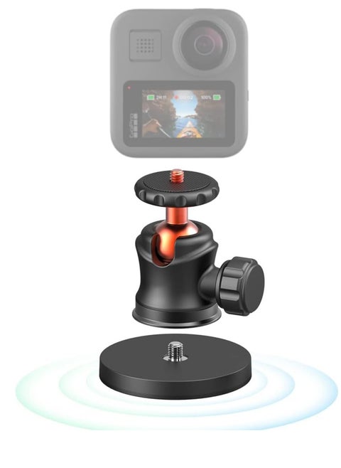 Magnetic Camera Mount with Mini Ball Head, Magnetic Mount Base Stand with 1/4"-20 Male Thread Stud for Camera, for AKASO Action Camera, for Insta360 Action Camera, for DJI Osmo Action Camera
