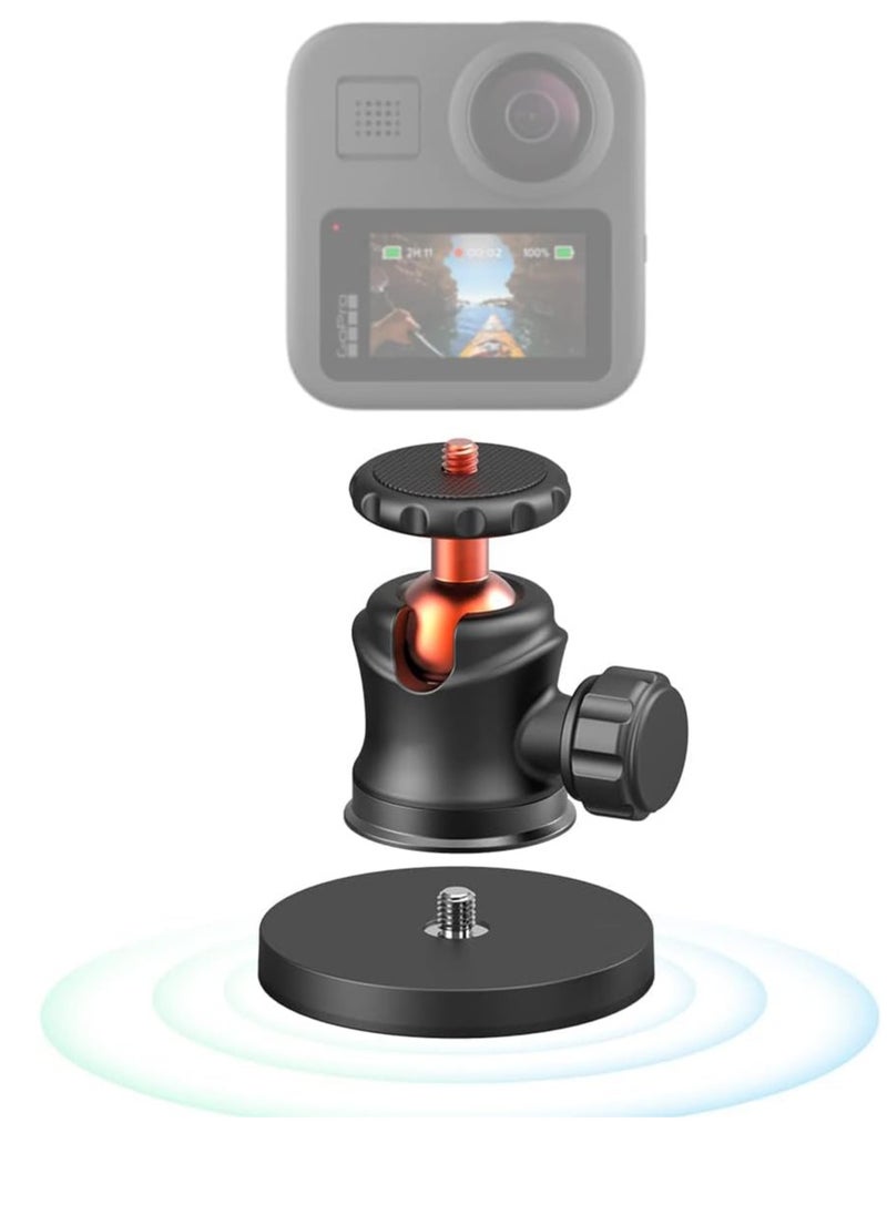 KASTWAVE - Magnetic Camera Mount with Mini Ball Head, Magnetic Mount Base Stand with 1/4"-20 Male Thread Stud for Camera, for AKASO Action Camera, for Insta360 Action Camera, for DJI Osmo Action Camera - Image 1