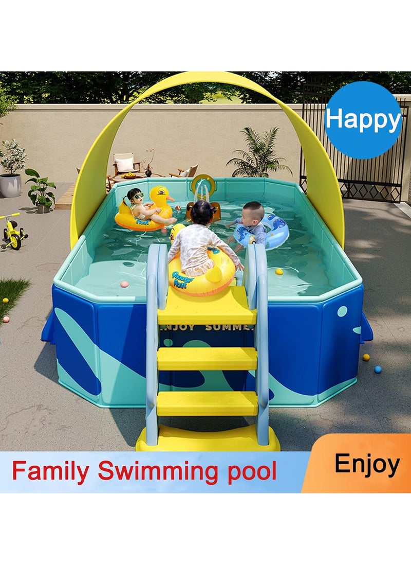 AUTOYSUR Non-Inflatable Foldable Swimming Pool for Kids and Adults Foldable Kids Pool Quick Setup Easy Storage Outdoor Pool Durable Design for Family Backyard Garden Water Fun (Blue-160 * 120 * 50cm)  - Image 2