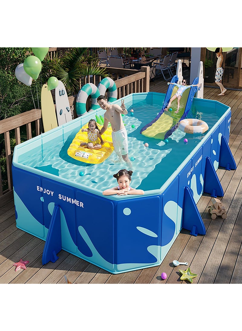 AUTOYSUR Non-Inflatable Foldable Swimming Pool for Kids and Adults Foldable Kids Pool Quick Setup Easy Storage Outdoor Pool Durable Design for Family Backyard Garden Water Fun (Blue-160 * 120 * 50cm)  - Image 3
