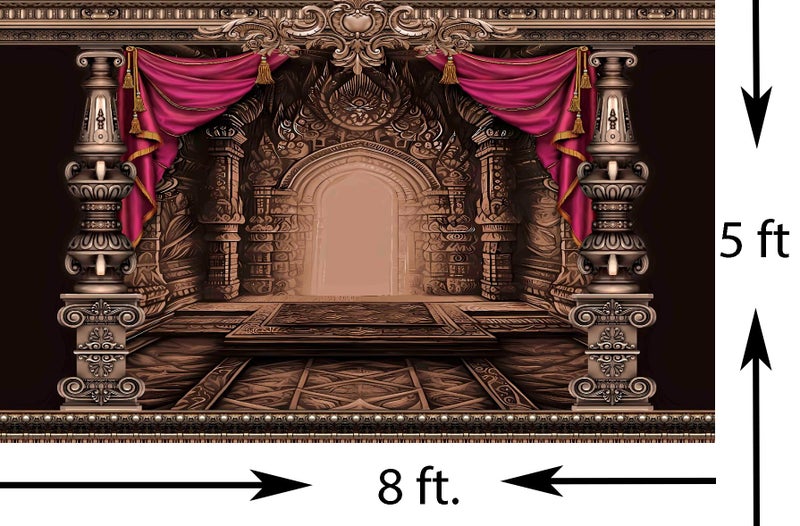 NK Textiles 3D Copper Entry Gate Door Backdrop Cloth for Pooja Decoration Traditional, Background Decoration Cloth for Pooja Background, Curtain Cloth for Festival Fabric (Size-5x8 ft) (Printed) - Image 2